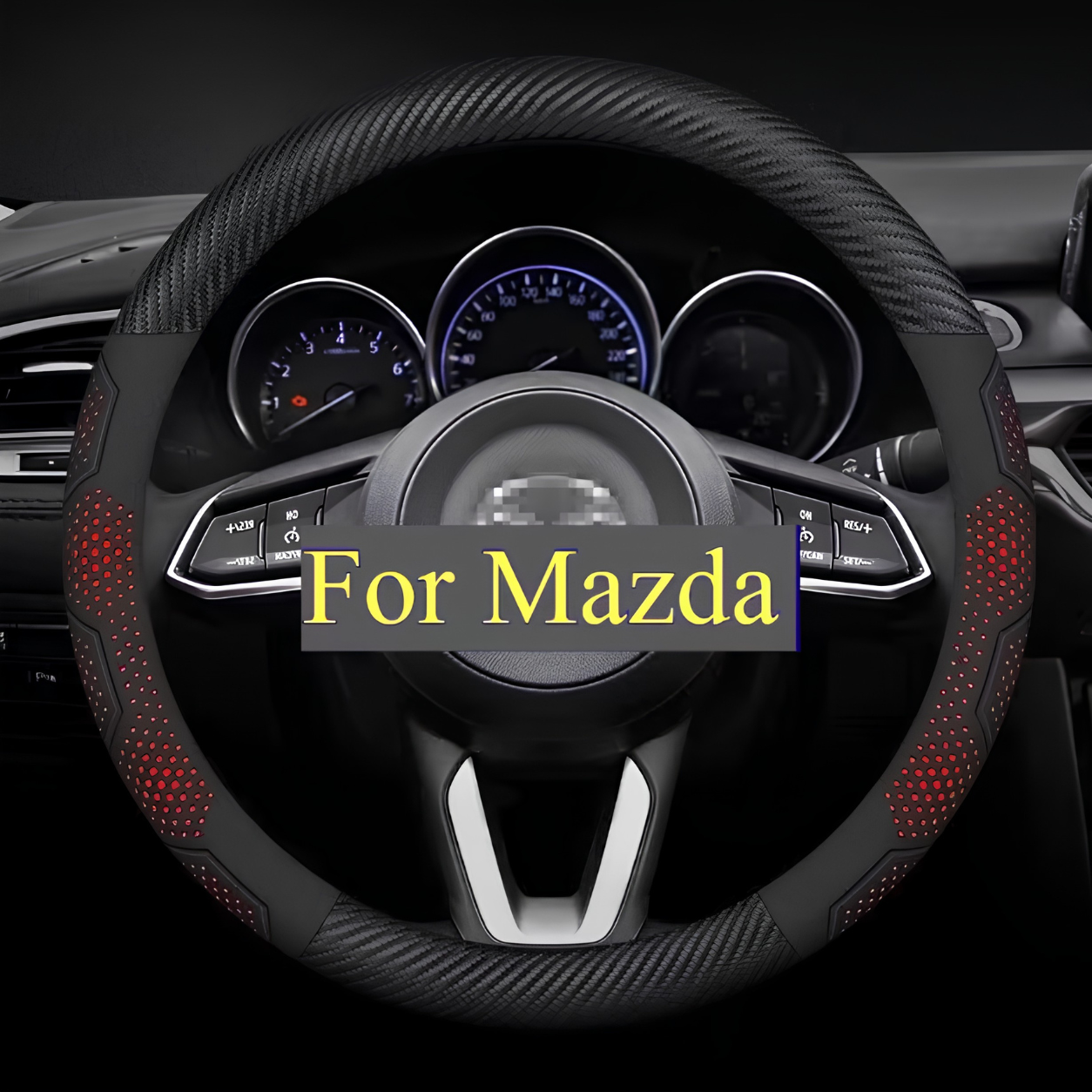 Mazda Carbon Fiber PU Leather Steering Wheel Cover