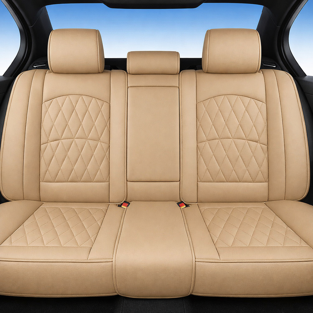 Beige Quilted Leather Seat Covers