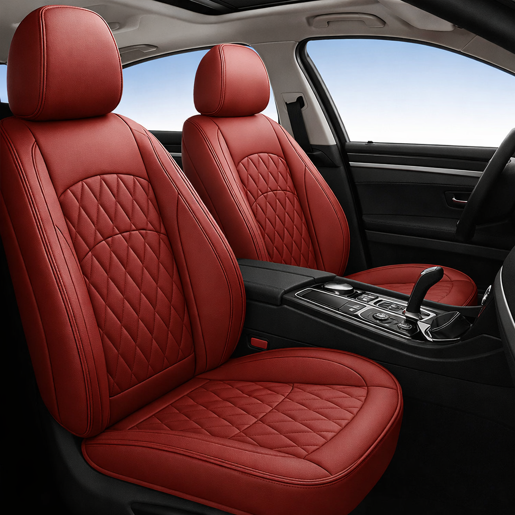 Red Quilted Leather Seat Covers