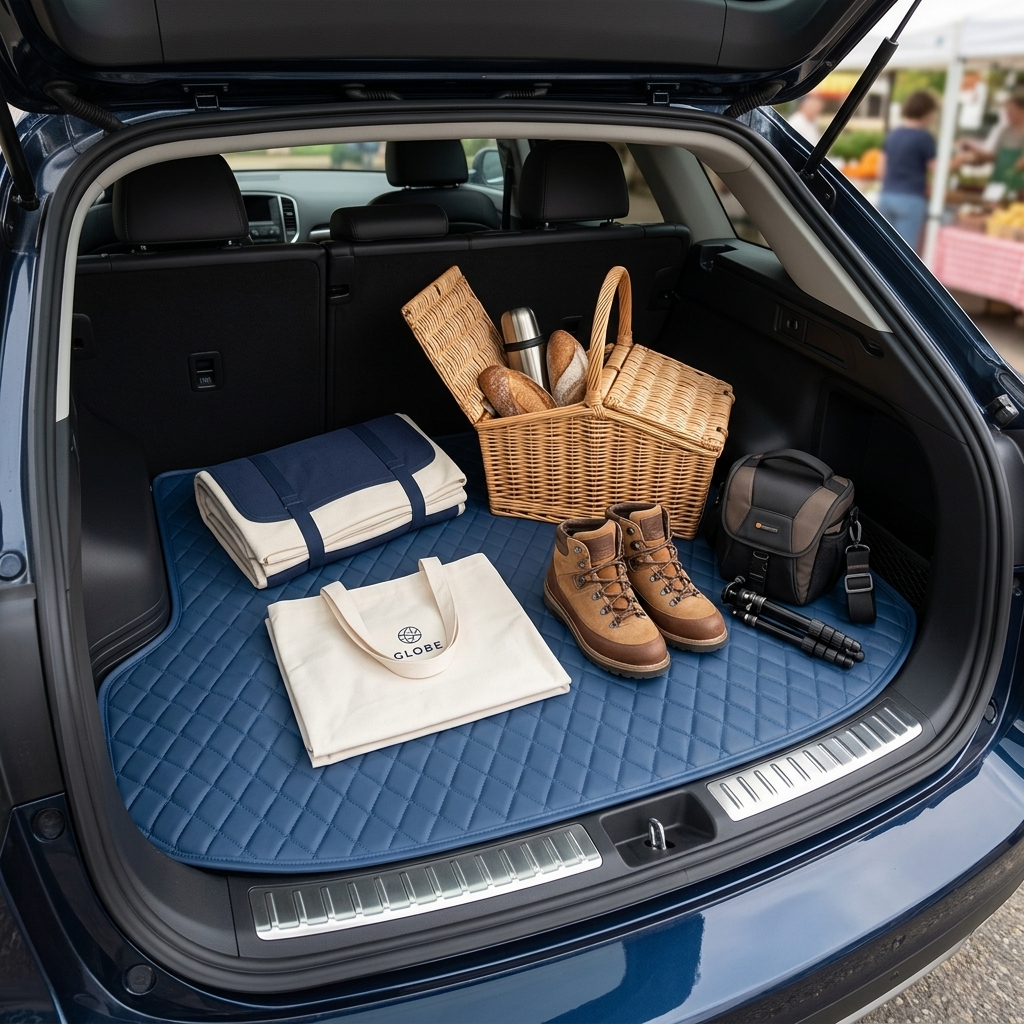 Blue Custom Car Trunk Mats
