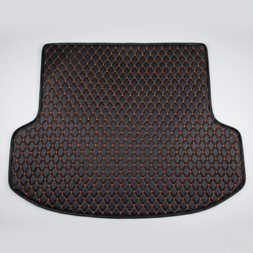 Black & Orange Stitching Custom Car Trunk Mats