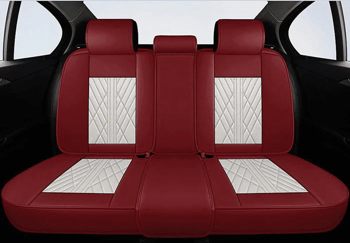 Beige & Red Car Seat Covers