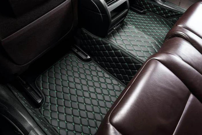 Custom Black & Green stitching Car Floor Mats