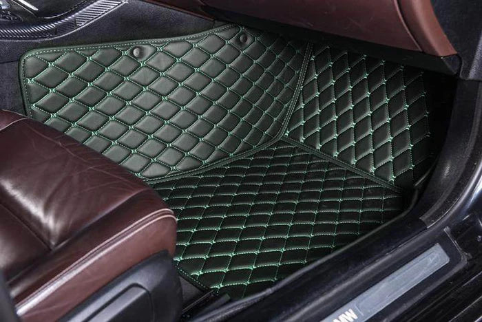 Custom Black & Green stitching Car Floor Mats