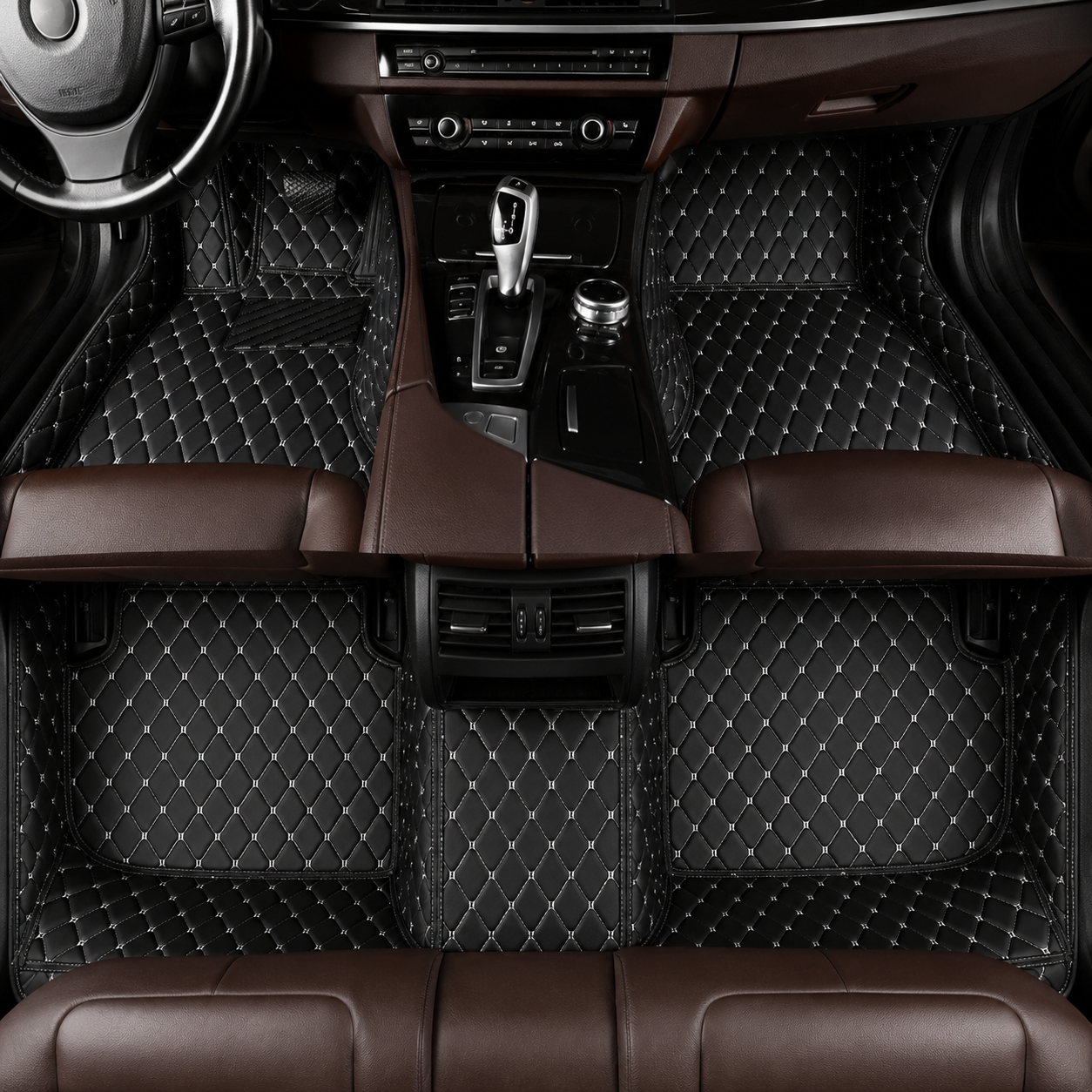 Black & Beige Stitching Custom Car Floor Mats