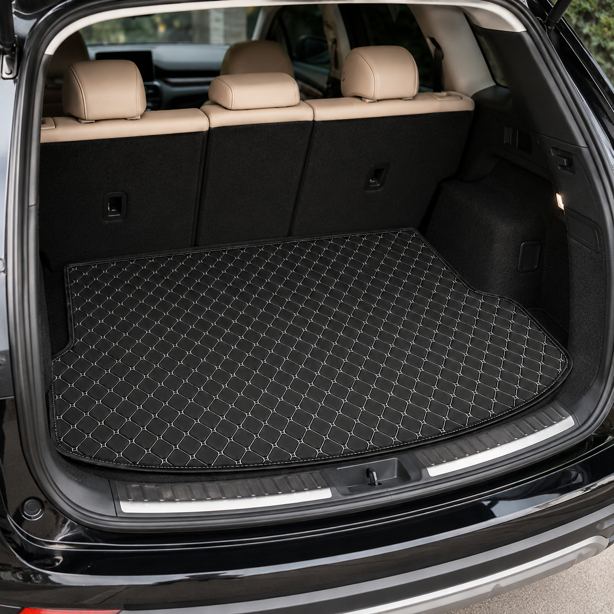 Custom Black & White Trunk Mats