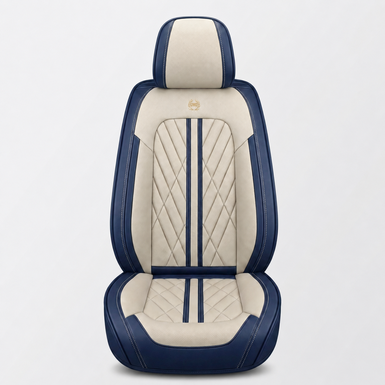 Beige & Blue Car Seat Covers