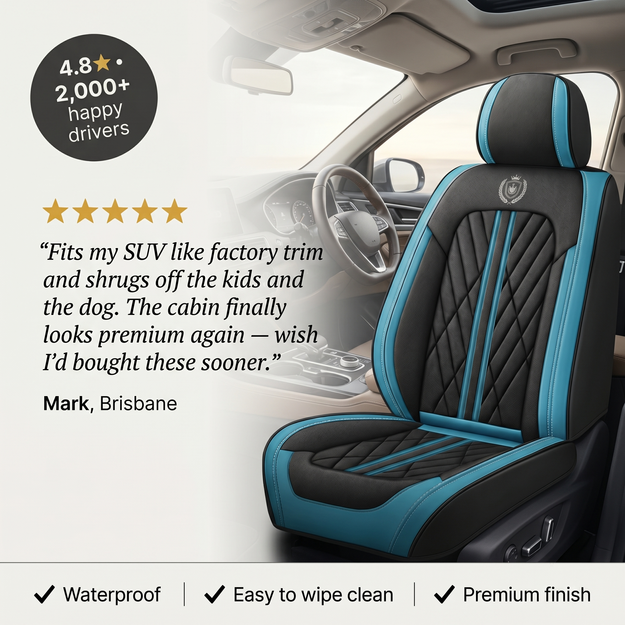 Black & Navy Car Seat Covers
