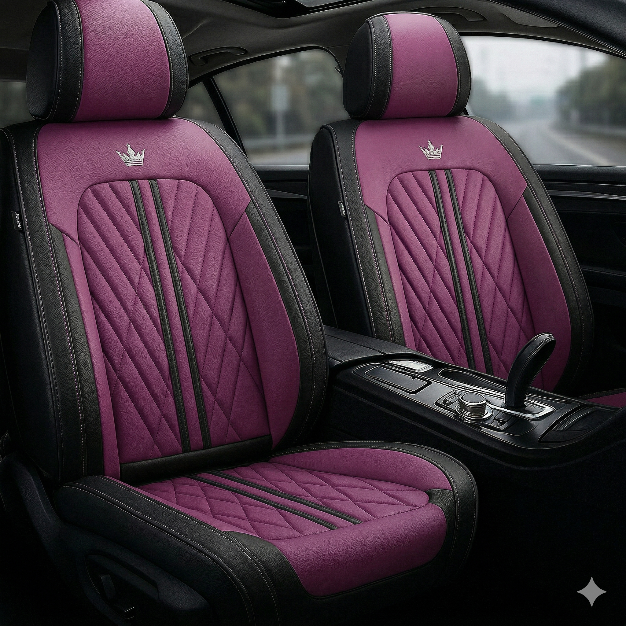 Purple & Black Car Seat Covers