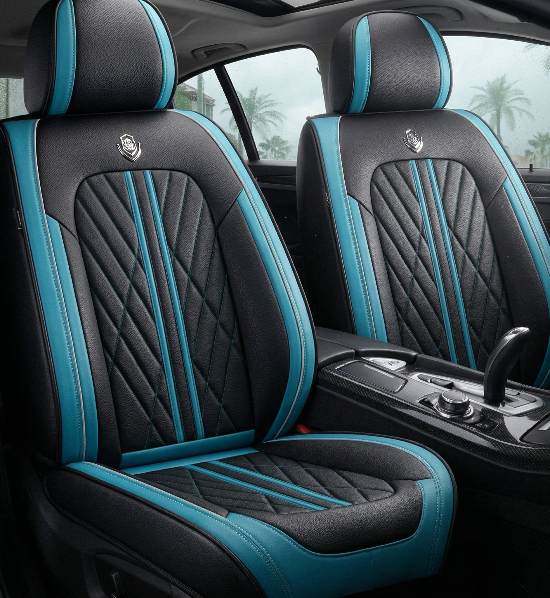 Black & Blue Car Seat Covers