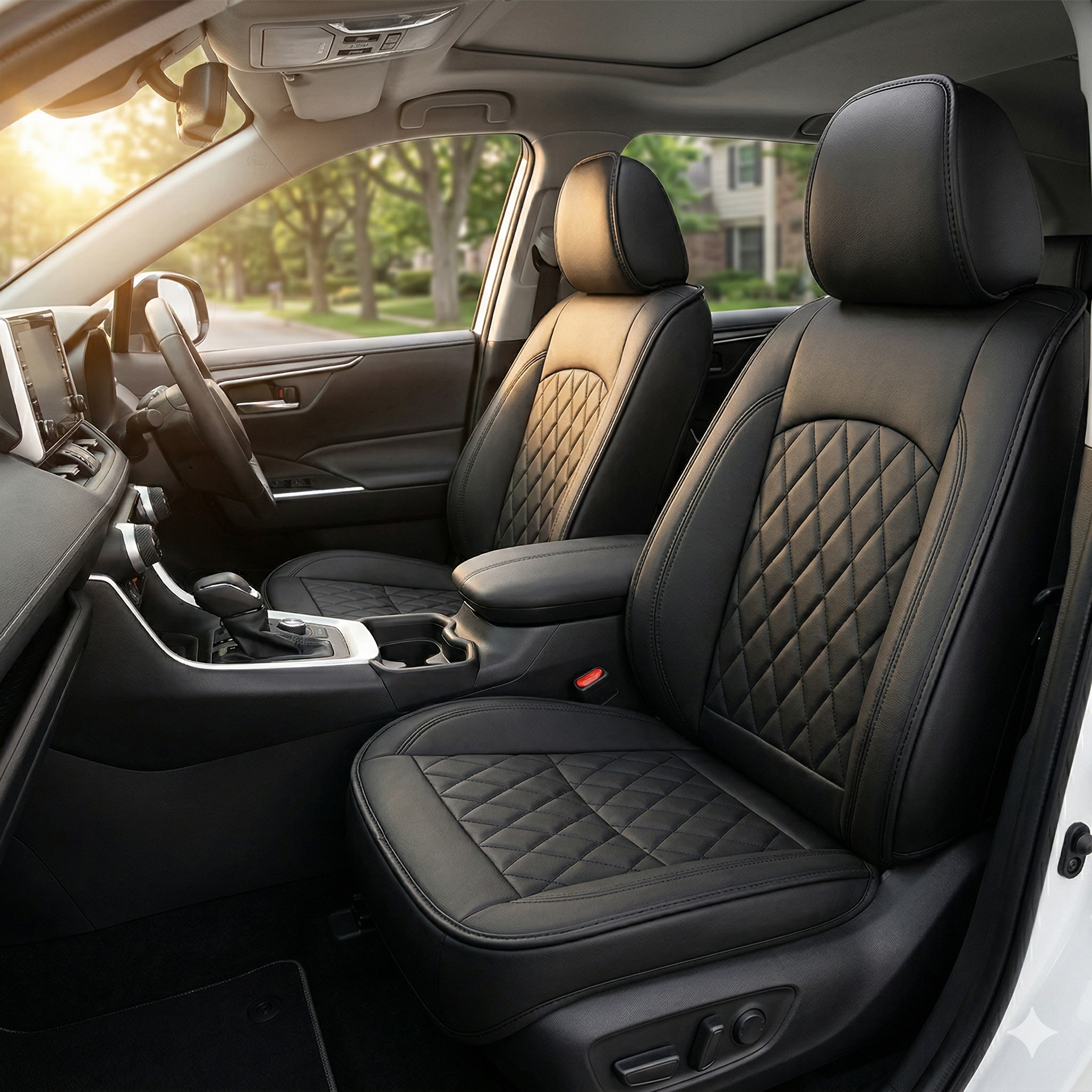 Black Quilted Leather Seat Covers