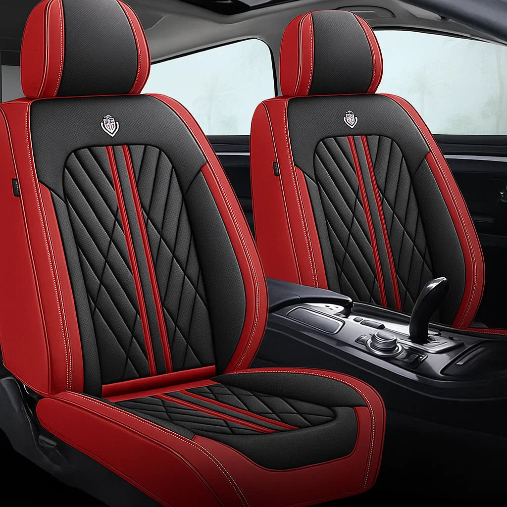 Leather Car seat Cover - Red & Black main image 1