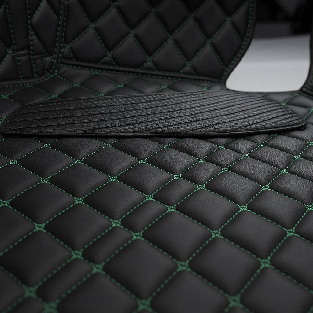 Custom Black & Green stitching Car Floor Mats