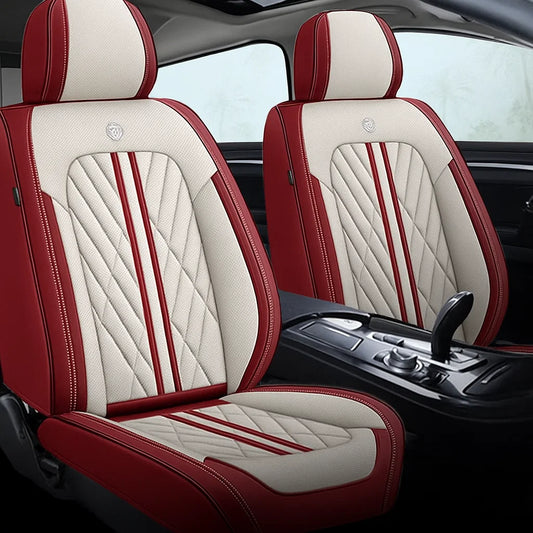 Beige & Red Car Seat Covers