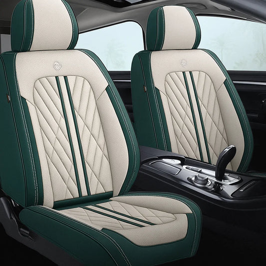 Beige & Green Car Seat Covers
