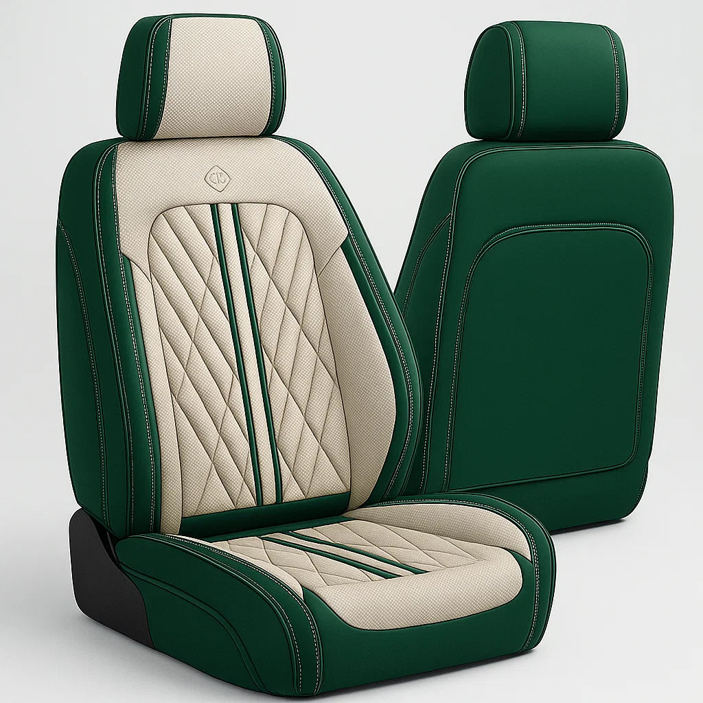 Beige & Green Car Seat Covers