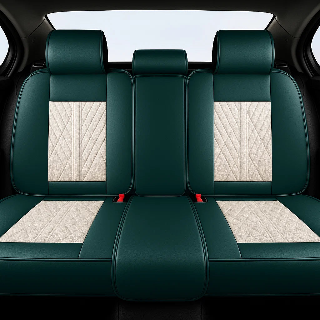 Beige & Green Car Seat Covers