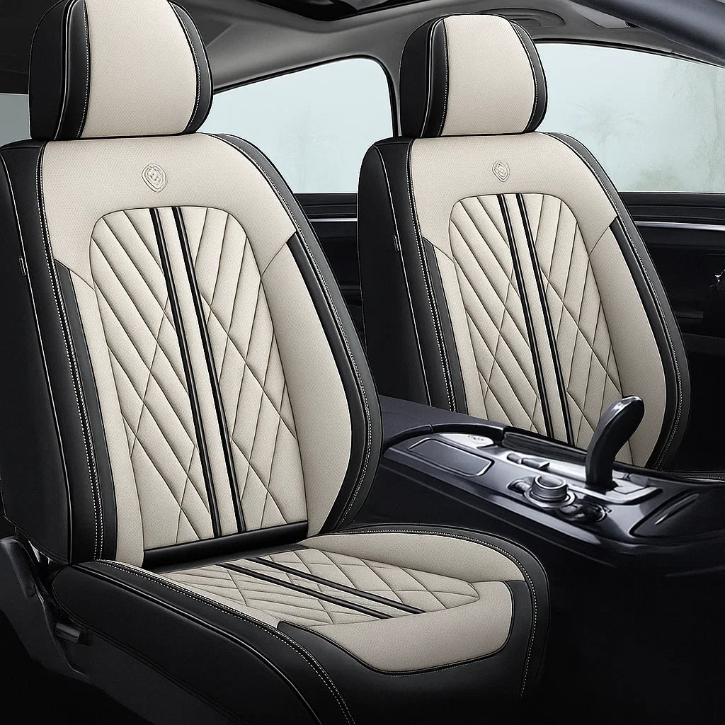 Beige & Black Car Seat Covers