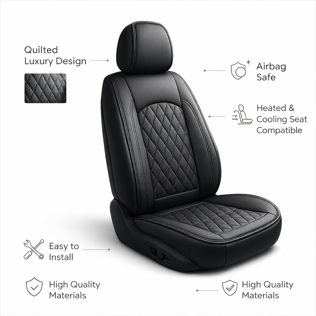 Black Quilted Leather Seat Covers