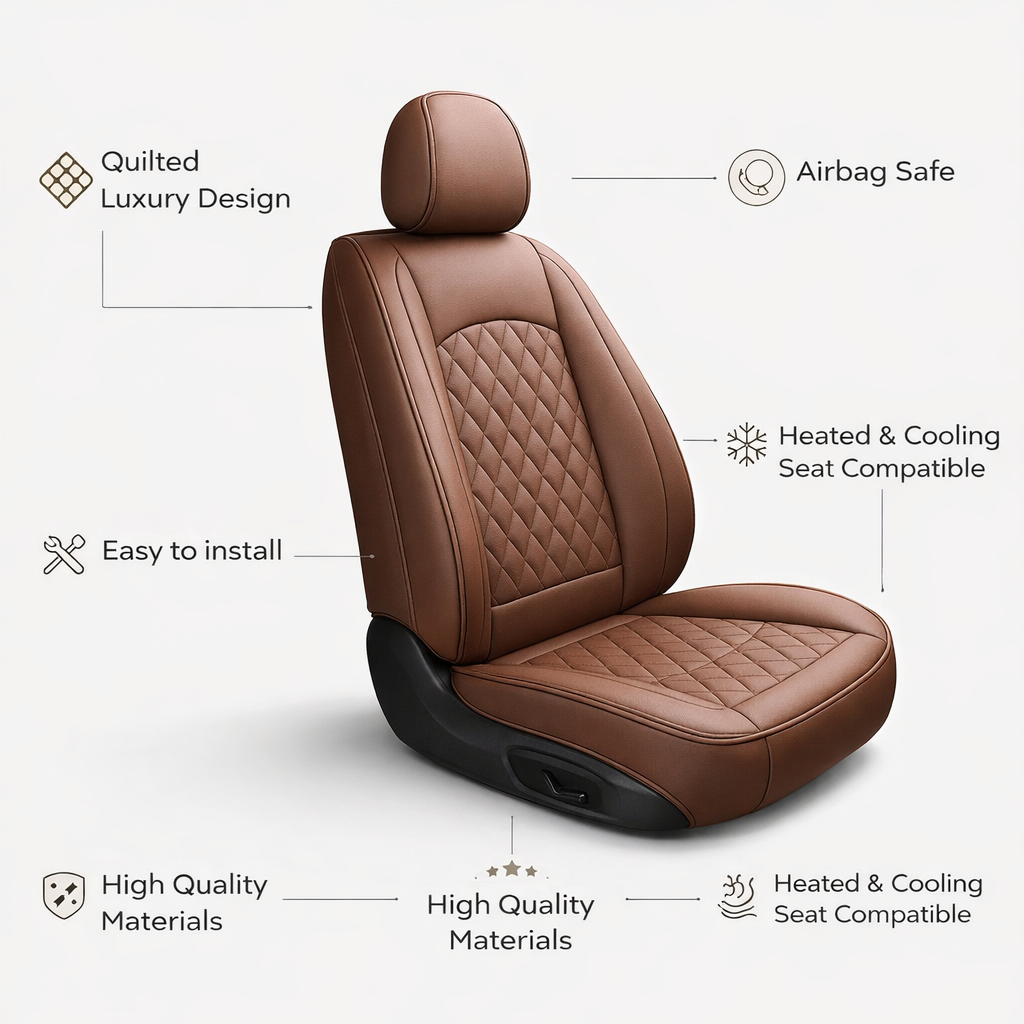 Brown Quilted Leather Seat Covers