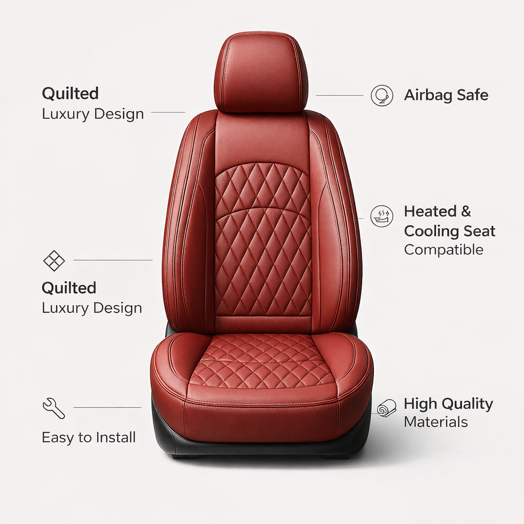 Red Quilted Leather Seat Covers