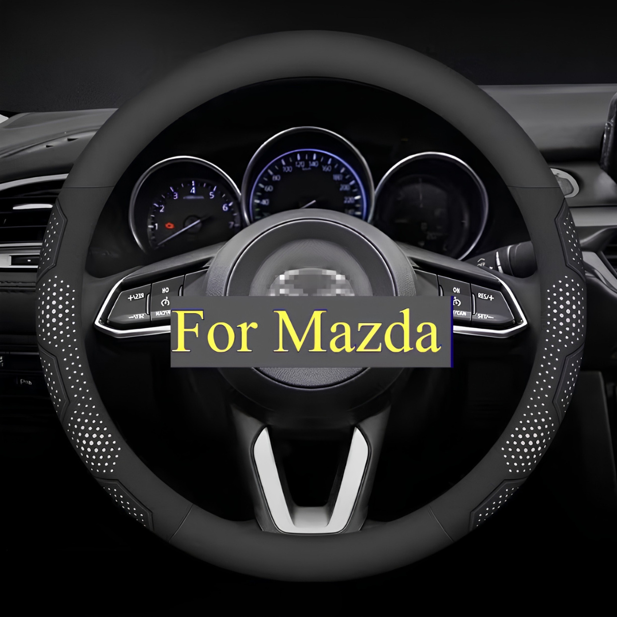 Mazda Carbon Fiber PU Leather Steering Wheel Cover