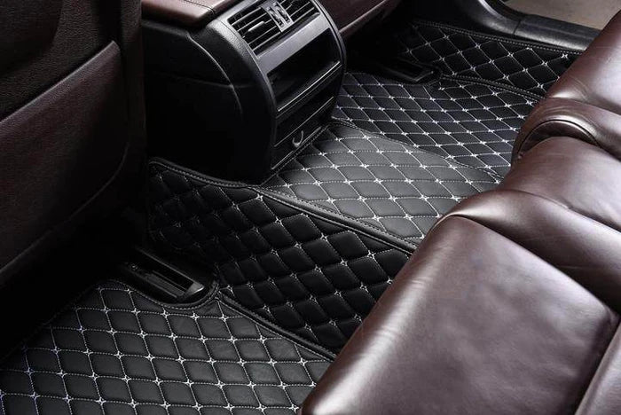 Custom Car Floor Mats with Black & White Stitching