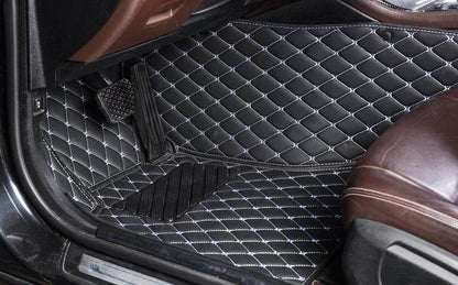 Custom Car Floor Mats with Black & White Stitching