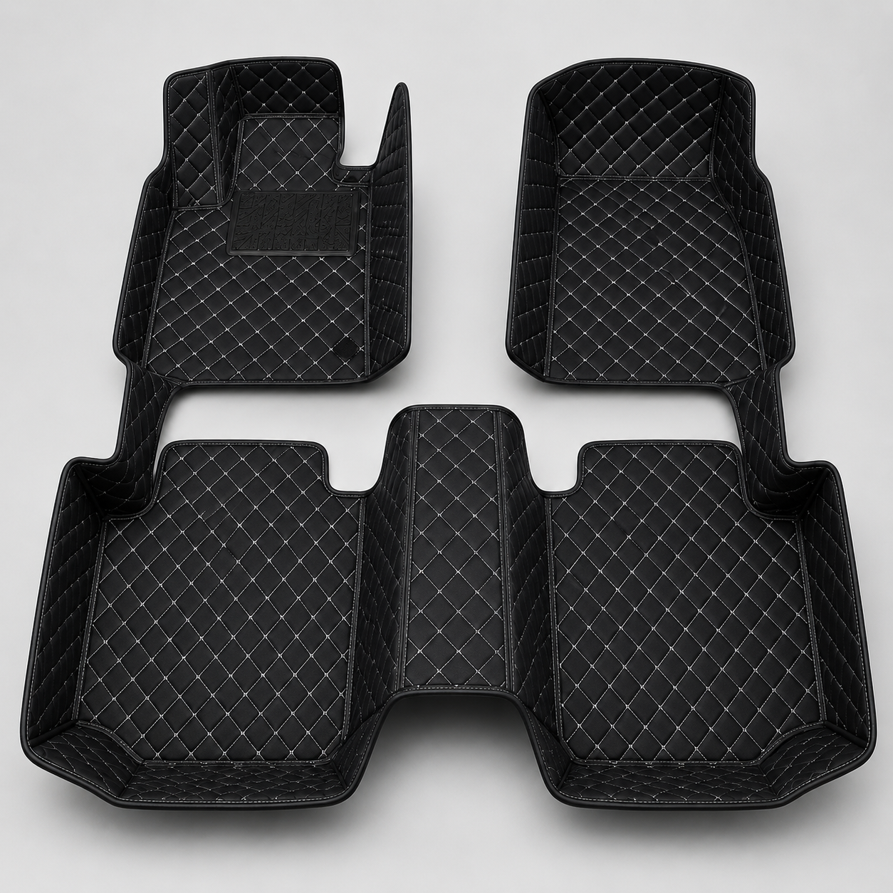 Custom Car Floor Mats with Black & White Stitching