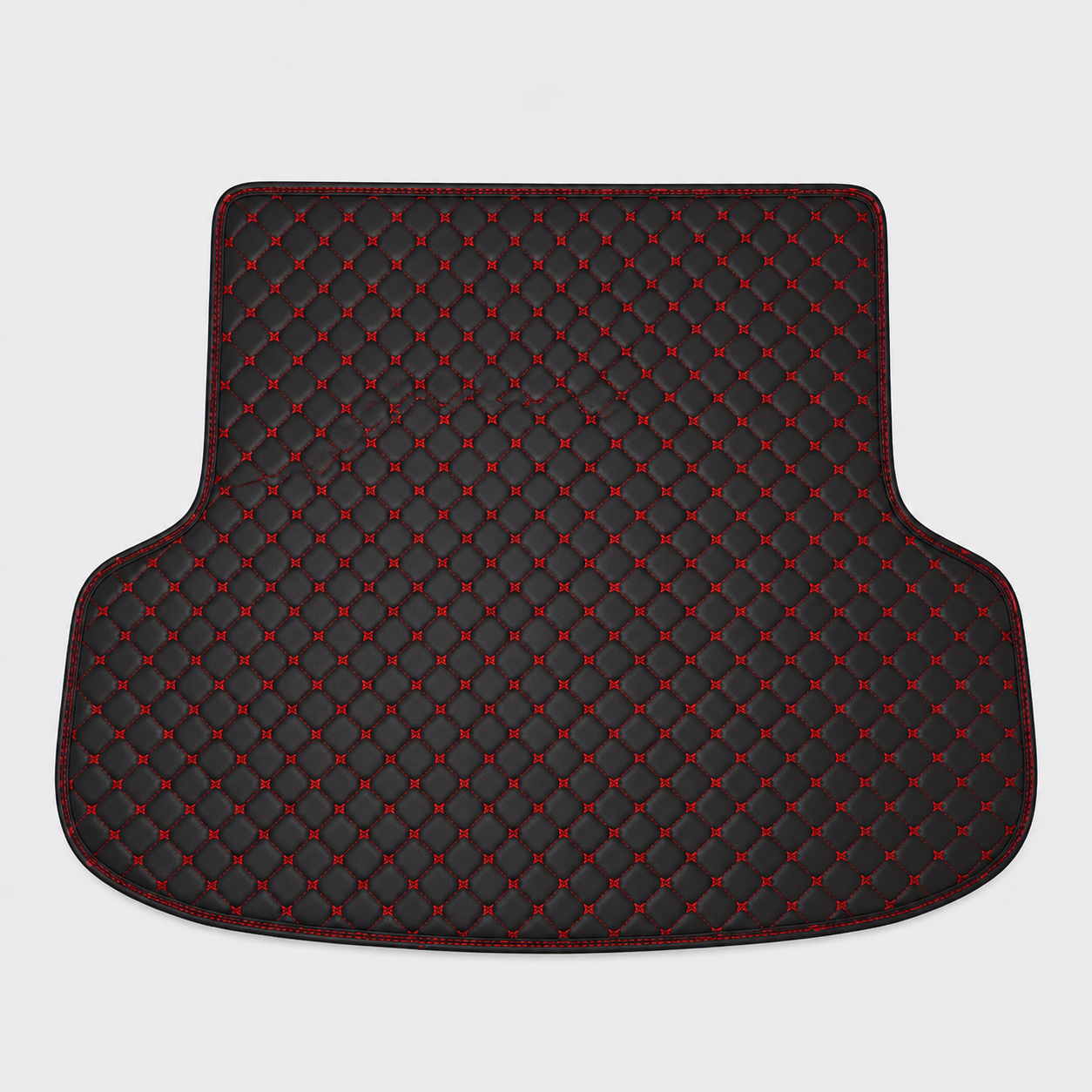 Custom Black & Red Diamond Stitched Car Trunk Mat