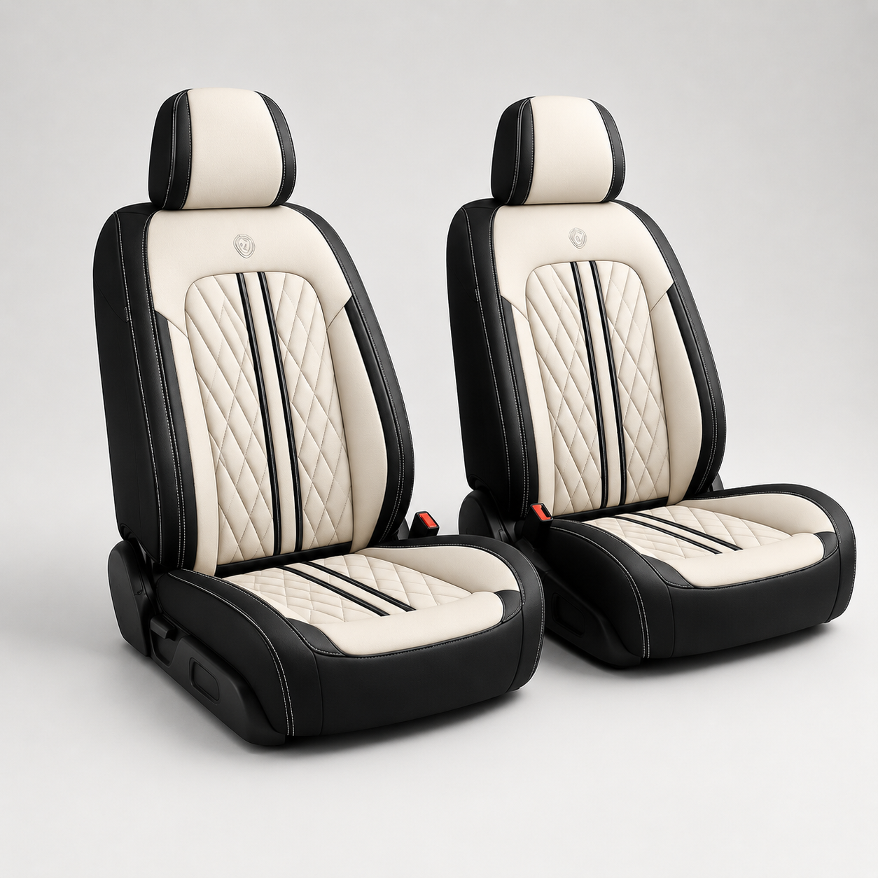 Beige & Black Car Seat Covers