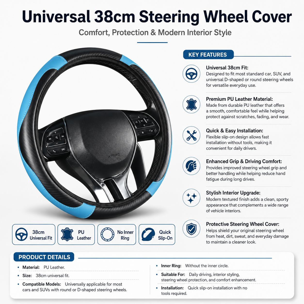 Universal Car Steering Wheel Cover