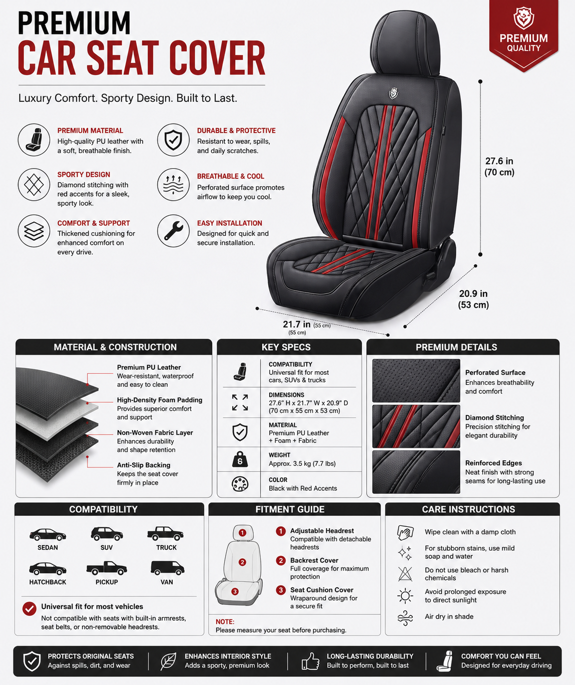 Black & Red Car Seat Covers