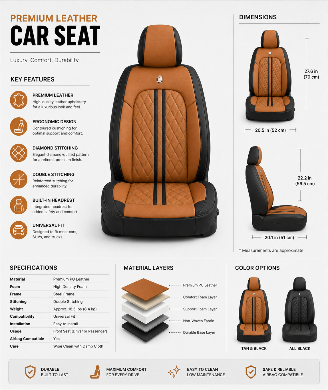 Brown & Black Car Seat Covers