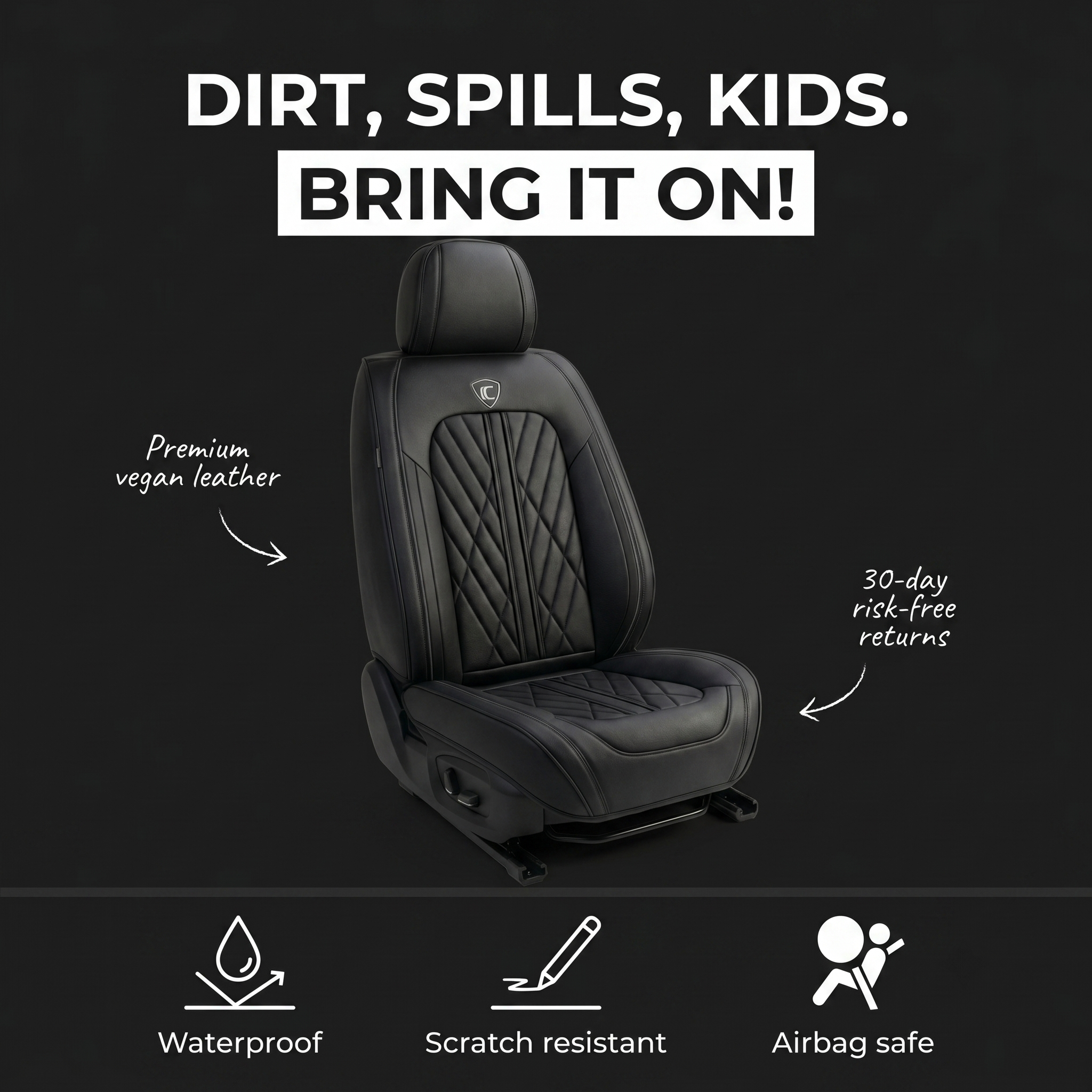Black Quilted Leather Seat Covers