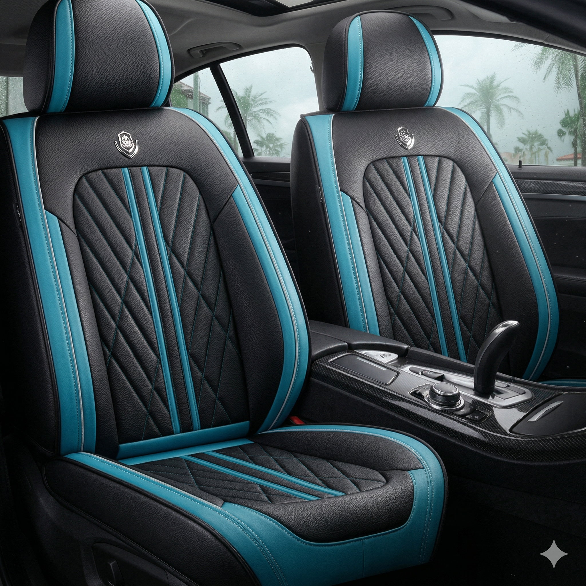 Black & Blue Car Seat Covers