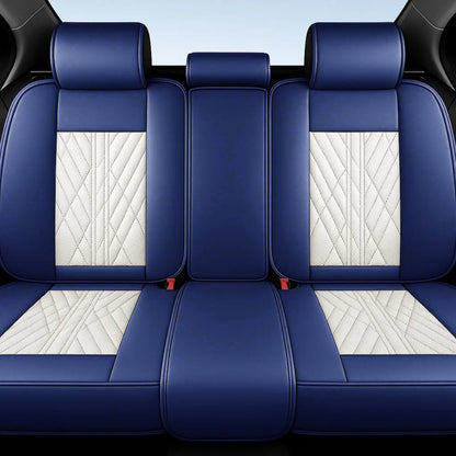 Beige & Blue Car Seat Covers