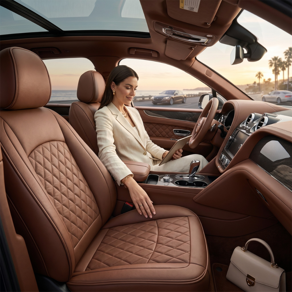 Brown Quilted Leather Seat Covers