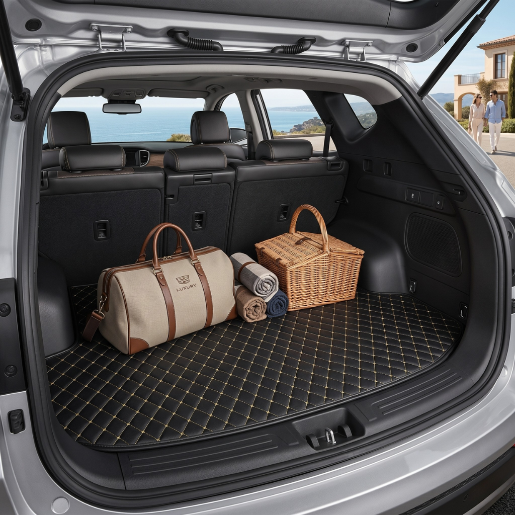 Black & Yellow Stitching Custom Car Trunk Mats